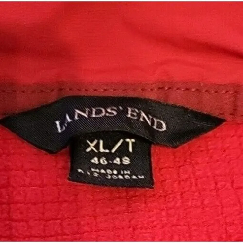 Lands End  Pullover Men's XL‎ 46-48T RED  1/4 Zip Mock Neck